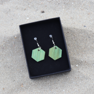 Boucles d'oreilles vert des champs en marqueterie de paille par Art Design 360